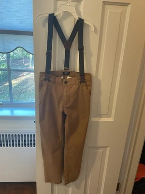 Calças cáqui masculinas Osh Kosh com suspensórios, tamanho 7 - Imagem 1 de 4