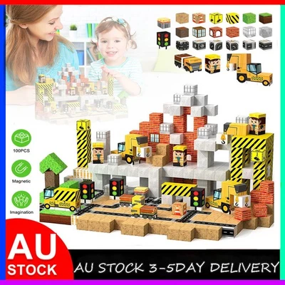 100pcs/Set Magnetic Building Blocks Children Kids Educational Toys Xmas Gift AU - image 1 of 4