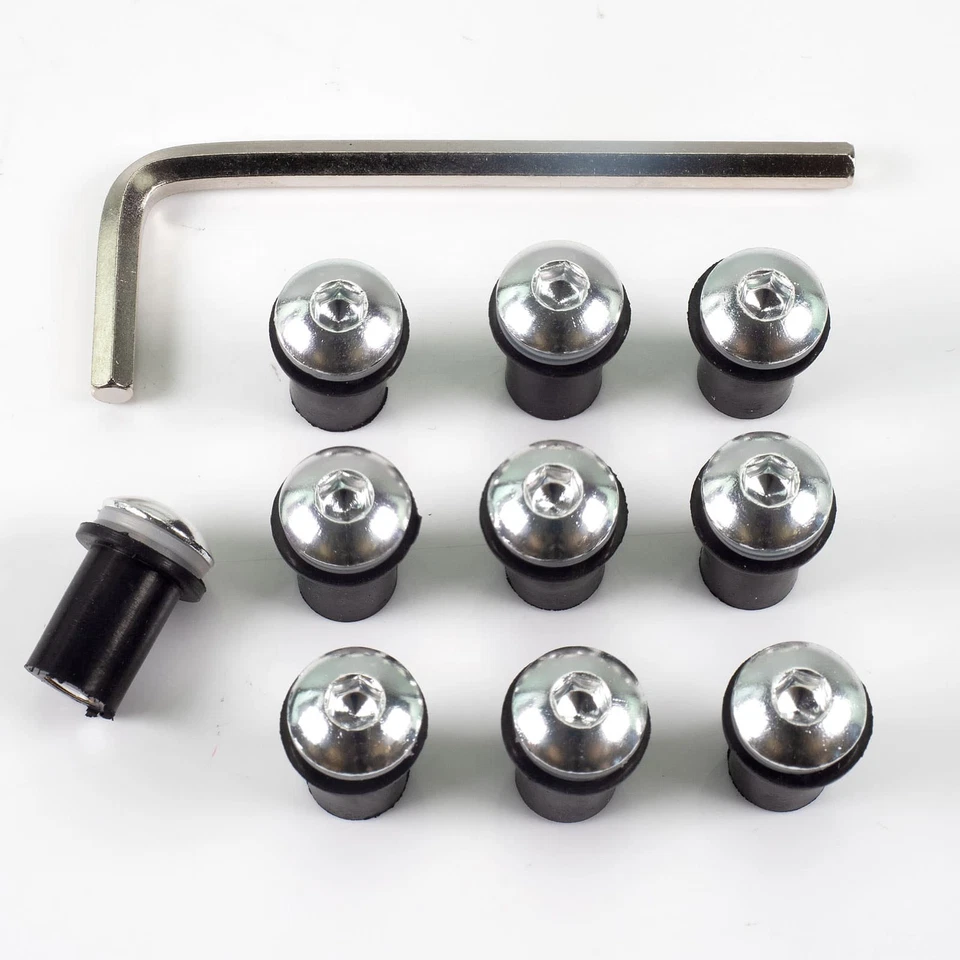 10 Pz. Alluminio Parabrezza Viti Argento - Immagine 1 di 1