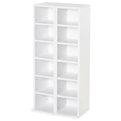 HOMCOM Set 2 Mobili Libreria a 12 Ripiani per 204 CD in Truciolato Bianco - Immagine 1 di 4