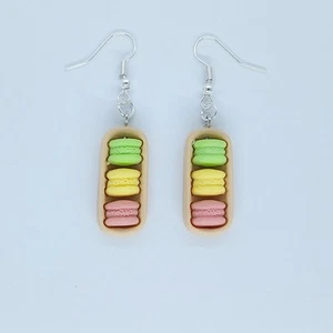 USA Verkäufer Macaron Macarons Dessert Essen 3D Halskette Ohrringe Set Schmuck NEU - Bild 1 von 2