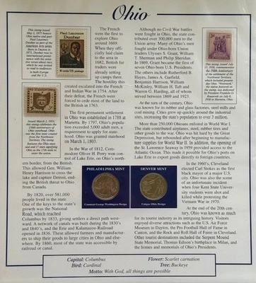 Conjunto de painéis de moedas de 25 centavos do estado do meio-oeste (7 estados) PCS cartões e selos – não circulados - Imagem 1 de 4