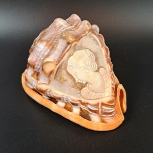 Cameo Conch Shell Hand Carved Italian Grecian Woman - Picture 1 of 8