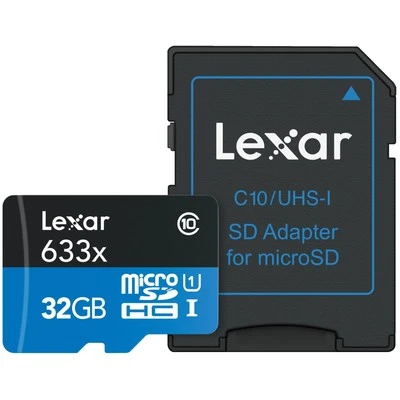 Lexar High Performance 633x 32GB MicroSDHC UHS I Class 10 Memory Card with Ad... - Image 1 of 2