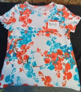 Women's Short Sleeve Blouse Floral Pattern Size PL By East 5th B14 - Picture 1 of 7