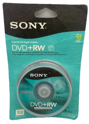 ⭐ Sony Handycam Mini DVD+RW 8CM 1.4 GB 30 Min. ReWriteable Disc 10 Pack SEALED ⭐ - Image 1 of 2
