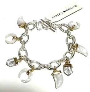 $45 Lucky Brand Two-Tone Tusk Charm Bracelet NEW - Picture 1 of 5