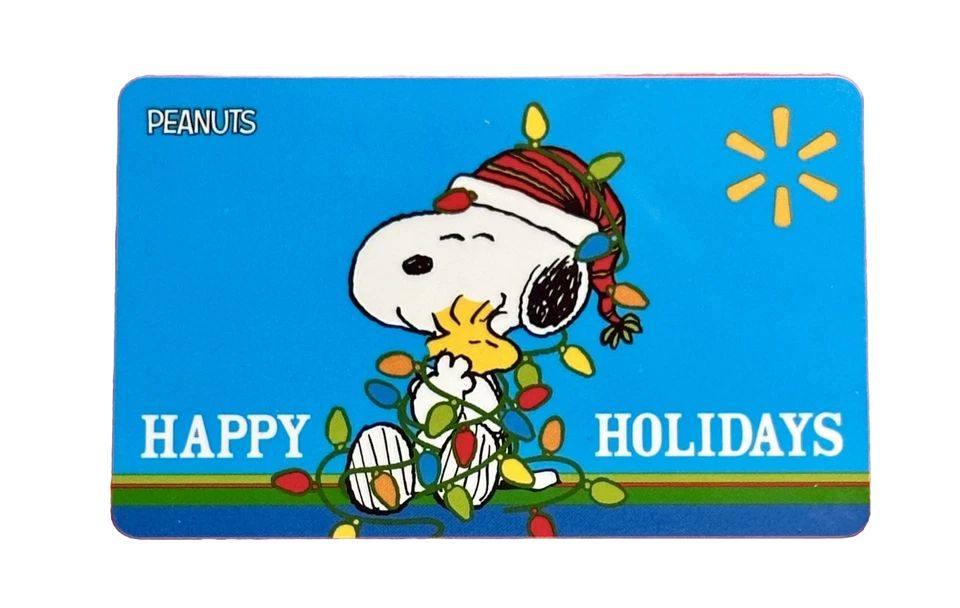 Snoopy & Woodstock Entangled In Christmas Lights GIFT CARD. No Cash Value. - Image 1 of 1