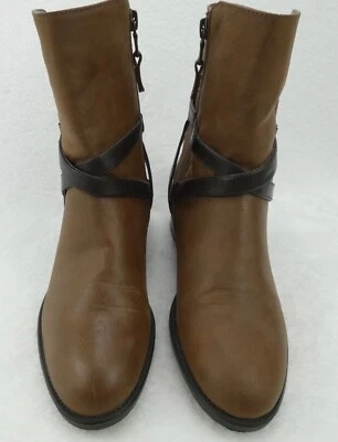 Chaps Botines Mujer Talla 8B Marrón Negro Correas Cremallera Lados Occidentales ¡EXCELENTE ESTADO USADO! Foto 1 de 4