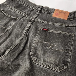 FUBU Vintage Black Carpenter Jeans Mens 40x34 Baggy Skater Wide Leg Y2K - Picture 1 of 17