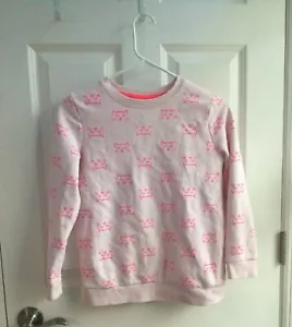 Cat & Jack Girls neon pink cat crewneck Size L 10/12 - Picture 1 of 2