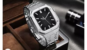 Bracelet et boîtier en acier inoxydable compatible Apple Watch - Photo 1 sur 8