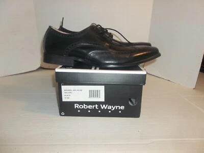 Mens Size 9.5D Robert Wayne "Brumel" Black Leather Wingtip Oxfords - Image 1 of 4