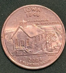 2004 P Iowa Quarter Multiple Errors Bad Strikes Bad Lettering Of Set The Word We - Picture 1 of 8