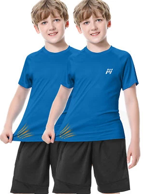 2Pack Kids Boys UPF 50+ Sun Protection T-Shirts Rash Guard Swimwear Cool Dry  - Image 1 of 4