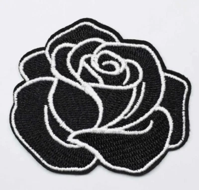 Schwarze Rose Patch Flicken Bügelbild Applikation zum Aufnähen oder Aufbügeln - Bild 1 von 3