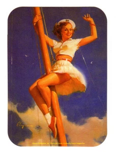 CALCOMANÍA GIL ELVGREN AÑOS 50 PIN UP SEXY CHICA MODELO ARTE PASTEL DE QUESO PEGATINA - Imagen 1 de 1