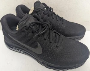RARE NIKE ID TRIPLE BLACK AIR MAX FLYKNIT 2017 TRAINERS, UK10 US11 EU45, K077 - Picture 1 of 9