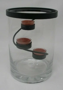 Clear Glass Jar with Metal Swirl Tea Light Holder (Tea Lights Included) - Picture 1 of 9
