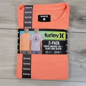Hurley T-Shirts Youth XL(14/16) 2 Pack Short + Long Sleeve Graphic Logo New - Picture 1 of 5
