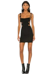 New With Tags REVOLVE h:ours Mini Dress Women's Medium Cut-Out Black Lace Up NWT - Picture 1 of 11