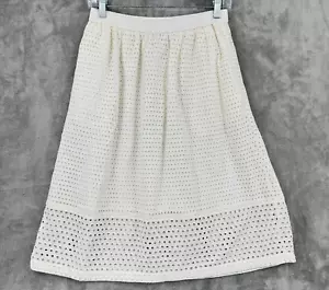 J Crew Skirt Womens 0 Eyelet Lace Pull On Midi Cottage Western Romantic White - Picture 1 of 6