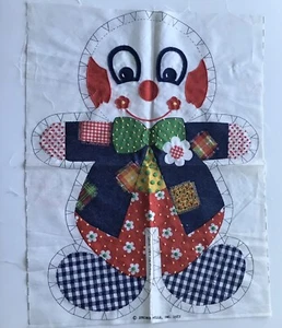 "Tela de payaso bordada vintage para muñeca almohada molinos de primavera 1975 tela 21" - Imagen 1 de 6
