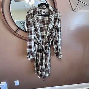 Vintage kariert Lammwolle und Pima Baumwolle Gürtel Morgenmantel Reitsport ruhig Luxus - Bild 1 von 7