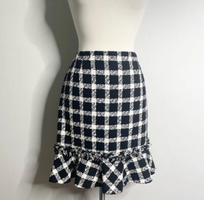 DANA BUCHMAN клетку твид пеплум юбка - Изображение 1 из 4