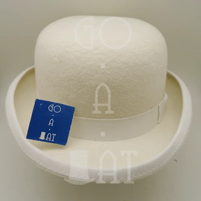 Chapéu Derby Masculino Feminino Clássico de Lã Feltro Dura Bowler Coroa Dura | 61cm | Marfim - Imagem 1 de 4