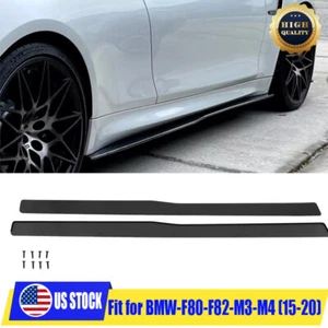 Carbon Fiber Black Side Skirts For BMW F80 M3 F82 M4 2015~2020 Extenstion Lip US - Imagen 1 de 9