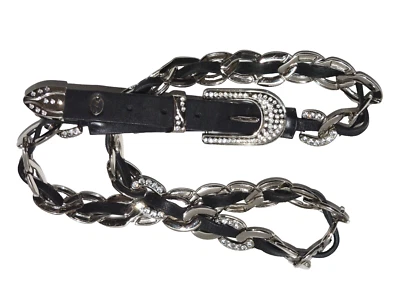 Cinturón de cuero con cadena Christine Alexander para mujer cristal estrás XL Foto 1 de 3