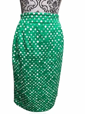 Saia lápis vintage Anne Crimmins Collection feminina tamanho 10 estampa verde/branco - Imagem 1 de 4