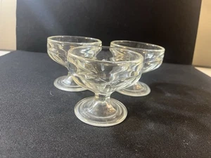 3 Vintage Klar Federal Glas Kolonial Fuß Sherbet Dessert Becher Eisschale - Bild 1 von 7