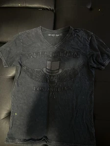 vintage y2k affliction tee shirt black puff print - Picture 1 of 3