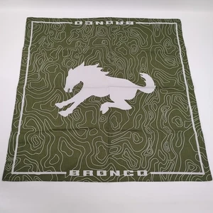 Ford Motors Bronco Bandana Sciarpa Fazzoletto Verde 21 X 21 Mappa Topo. - Foto 1 di 5