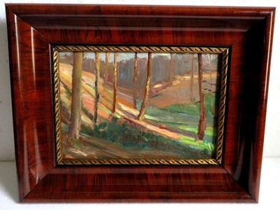 Altes Ölgemälde Waldlichtung Landschaft Signiert C.R. Weimar 1893 RS bezeichnet - Bild 1 von 4