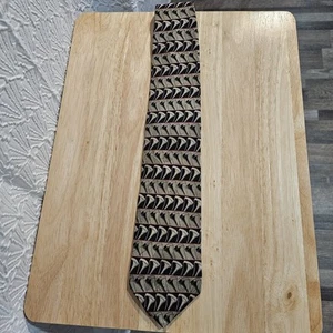 RM Style tie with golf tees taupe red and black - Picture 1 of 3