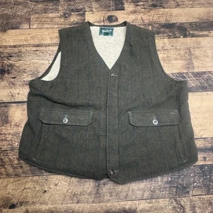 Woolrich Mens Vest 2XL Olive Plaid Sherpa Lined Utility Pockets Workwear - Picture 1 of 10