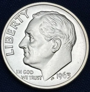 FS-803 scarce CherryPickers 1963 ROOSEVELT GEM PROOF Doubled Die Reverse DDR-12 - Picture 1 of 16