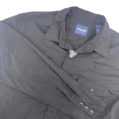 Wrangler Mens XL Black Western Shirt Long Sleeve Button Down Cowboy Work - Image 1 of 4