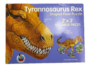 Puzzle sol vintage 1992 Tyrannosaurus en forme de Rex Frank Schaffer 50 pièces - Photo 1/7