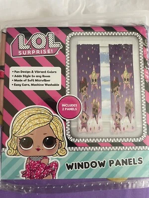 LOL Surprise Dolls Window Panels Drapes Curtains 82"Wx63"L Kids Room Purple New - Image 1 of 2