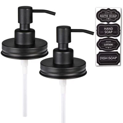 2 Pack Stainless Steel Mason Jar Liquid Soap Dispenser Lid for Kitchen Bathroom - Image 1 of 4
