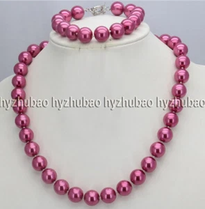 12mm South Sea Shell Pearl Round Beads Knot Necklace 18" + Bracelet 7.5" Set AAA - Picture 1 of 9