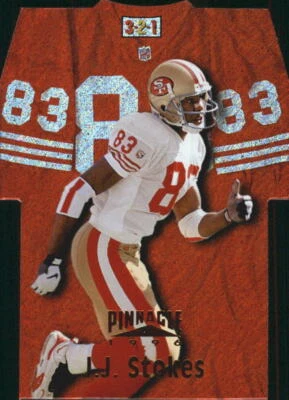 A7346- 1996 Pinnacle Die Cut Jerseys Holofoil #13 J.J. Stokes - NM-MT - Image 1 of 2