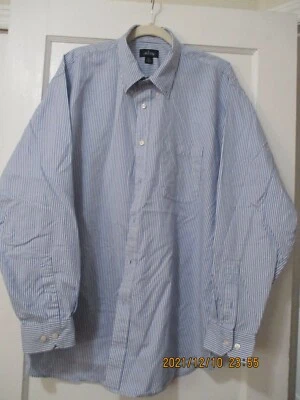 ALLEN SOLLY+MEN'S+ STRIPED SHIRT+LONG SLEEVE+SIZE XXL+POCKET+BLUE/WHITE - Image 1 of 4
