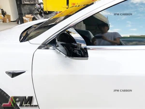 For 2017+ Model 3 Tesla Painted Gloss Black Mirror Covers Cap Replacement - Picture 1 of 6