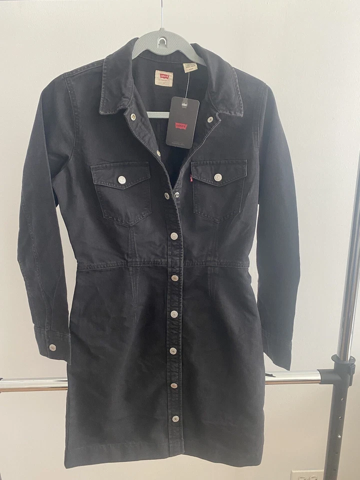 Levi's Women's Denim Dress Full Snap Button Front - 389500003 Size Small Black