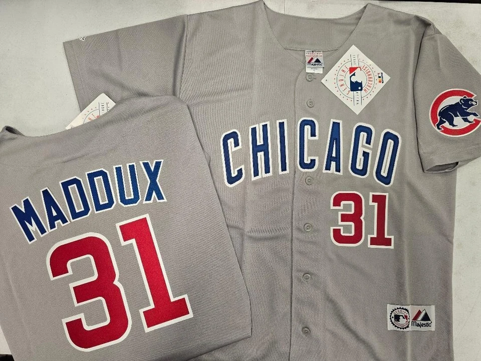 50503 Chicago Cubs SOSA SANDBERG MADDUX SANTO 100% Real Baseball JERSEY GRAY NWT - Image 1 of 1